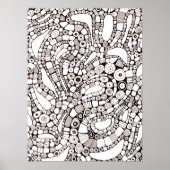 Wavy Bendy Circles Square Abstract Line Drawing ポスター (正面)