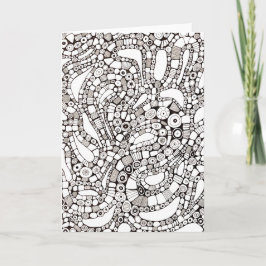 Wavy Bendy Circles Square Abstract Pen Drawing カード