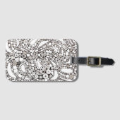 Wavy Bendy Circles Square Abstract Pen Drawing ラゲッジタグ (正面横)