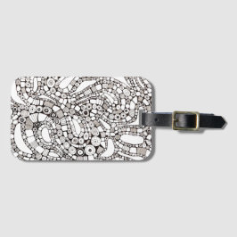 Wavy Bendy Circles Square Abstract Pen Drawing ラゲッジタグ