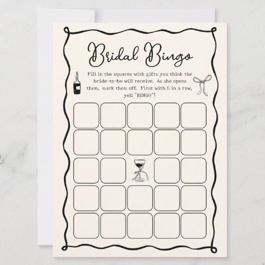Wavy Black Italian Bridal Shower Bingo Game Card 招待状 (正面)