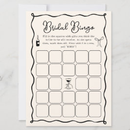 Wavy Black Italian Bridal Shower Bingo Game Card 招待状