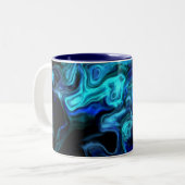 Wavy Blue Swirls モダン Art 555.55 ツートーンマグカップ (正面左)