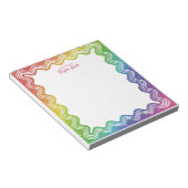 Wavy Border Rainbow Faux Glitter Personalized Name ノートパッド (アングル)