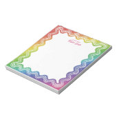 Wavy Border Rainbow Faux Glitter Personalized Name ノートパッド (回転)