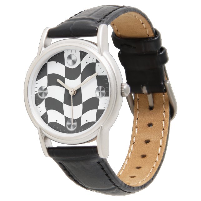 Wavy Checkerboard Illusion Watch 腕時計 (アングル)