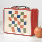 Wavy Checkerboard Retro Multicolor Lunch Box メタルランチボックス (インサイチュ)