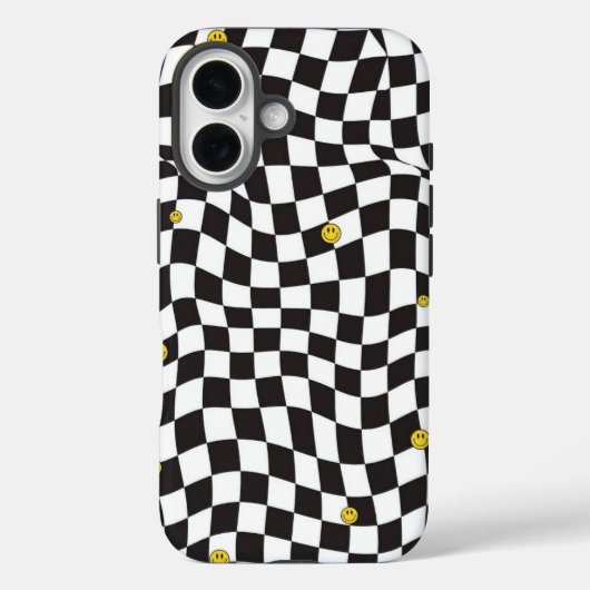 Wavy Checkerboard Smiley Streetwear Case Case-Mate iPhoneケース (裏面)