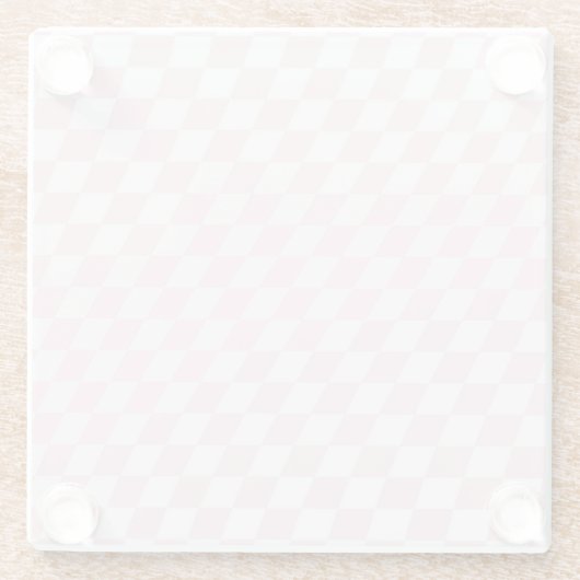 Wavy Checkered Pastel Pink Checkerboard Pattern ガラスコースター (裏面)