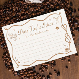 Wavy Coffee Bridal Shower Date Night Ideas Card 招待状
