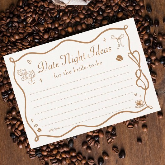 Wavy Coffee Bridal Shower Date Night Ideas Card 招待状