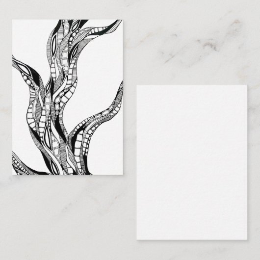 Wavy Curved Abstract Tree Pen Drawing ノートカード (正面/裏面)