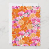 Wavy Edge Pink & Orange Floral Wedding Menu Card 招待状 (裏面)