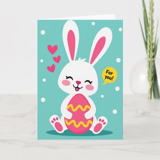 Wavy Egg Bunny For You Card カード (正面)
