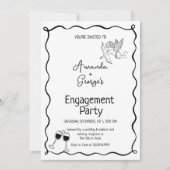 Wavy Engagement Announcement wedding 招待状 (正面)