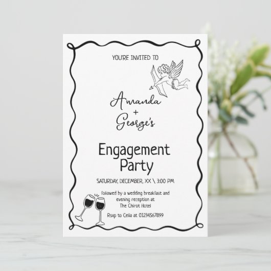 Wavy Engagement Announcement wedding 招待状 (スタンド正面)