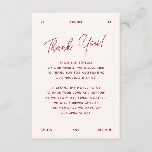 Wavy Frame Retro Photo Funky Wedding サンキューカード (正面)