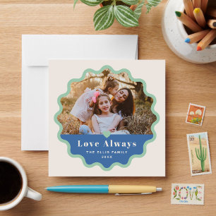 Wavy Frame Valentine's Dayフォトカード – 青