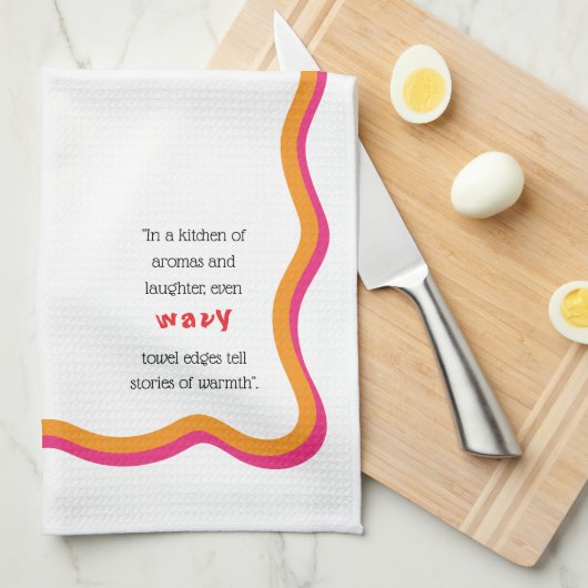 Wavy Frame & Whimsical Quote キッチンタオル (四つ折り)