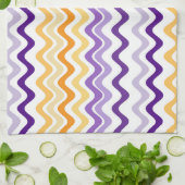 Wavy Groovy Stripes Purple and White キッチンタオル (折り畳み)