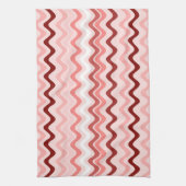 Wavy Groovy Stripes Red and Pink キッチンタオル (縦)