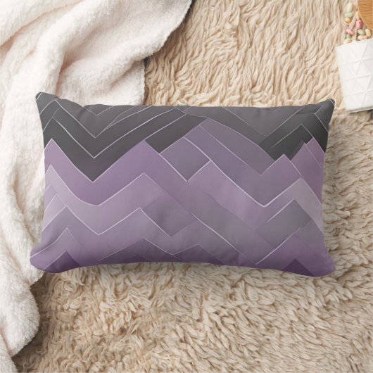 Wavy lavender and gray geometric patterns AI art  ランバークッション (ブランケット)