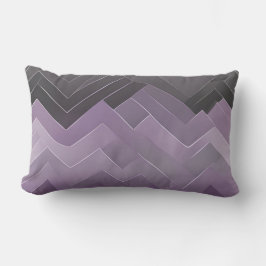 Wavy lavender and gray geometric patterns AI art  ランバークッション