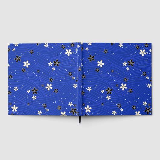  Wavy lines, adorned with black and white flowers ゲストブック (全面)