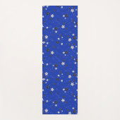  Wavy lines, adorned with black and white flowers ヨガマット (正面)