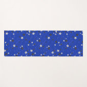  Wavy lines, adorned with black and white flowers ヨガマット (正面(横))