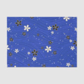  Wavy lines, adorned with black and white flowers 薄葉紙 (正面)