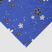  Wavy lines, adorned with black and white flowers 薄葉紙 (詳細)