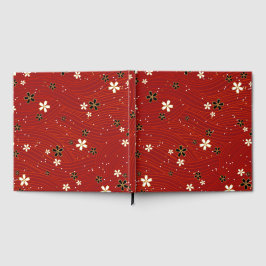 Wavy lines, adorned with black & white flowers ゲストブック