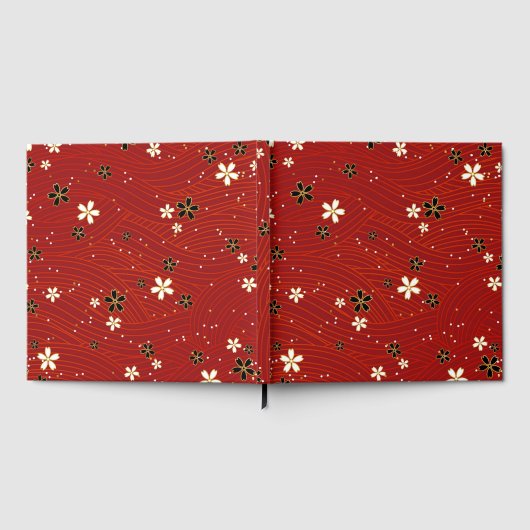 Wavy lines, adorned with black & white flowers ゲストブック (全面)