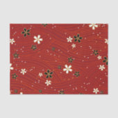 Wavy lines, adorned with black & white flowers 薄葉紙 (正面)