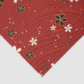 Wavy lines, adorned with black & white flowers 薄葉紙 (詳細)