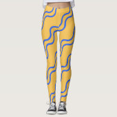 Wavy Lines Seamless Pattern Leggings | Ocean Wave レギンス (正面)