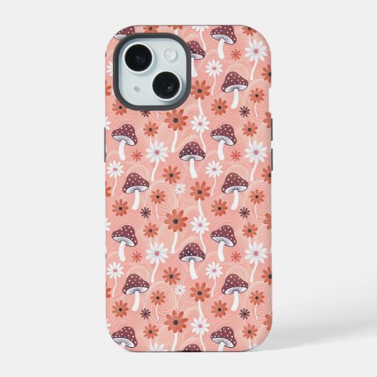 Wavy Mushroom garden iPhone 15ケース (裏面)