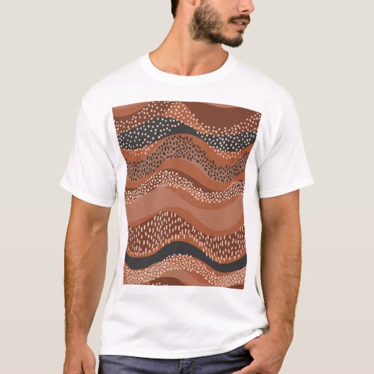 Wavy Natural Geo：ミニマルなシームレス。 Tシャツ (正面)