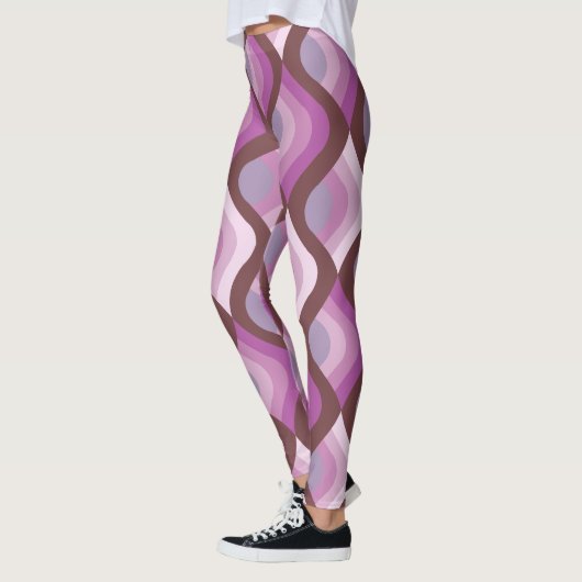 Wavy Ombre Purple All-Over-Print Leggings レギンス (左)