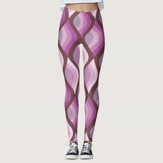 Wavy Ombre Purple All-Over-Print Leggings レギンス (正面)