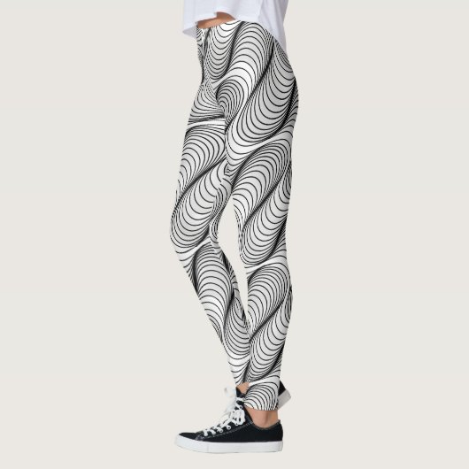 Wavy Optical Illusion Pattern | Seamless Abstract  レギンス (左)