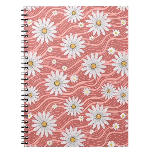 Wavy Pink Daisies ノートブック (正面)