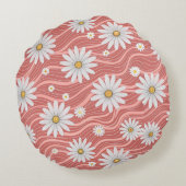 Wavy Pink Daisies  ラウンドクッション (裏面)