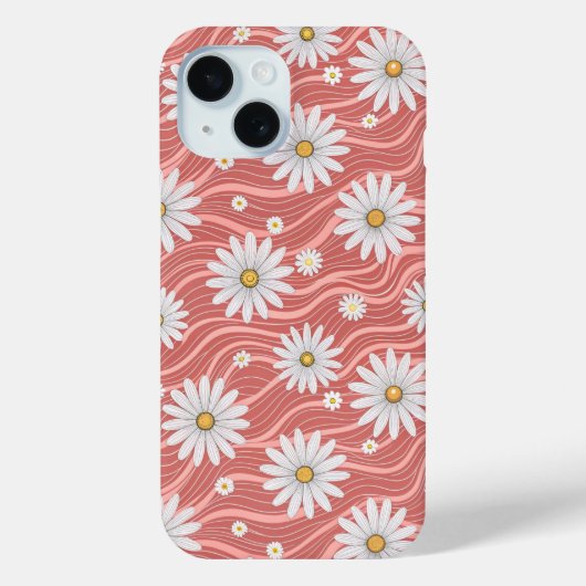Wavy Pink Daisies Case-Mate iPhoneケース (裏面)