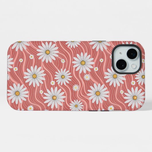 Wavy Pink Daisies iPhoneケース (裏面横)