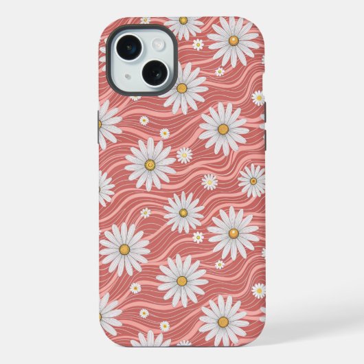 Wavy Pink Daisies iPhoneケース (裏面)