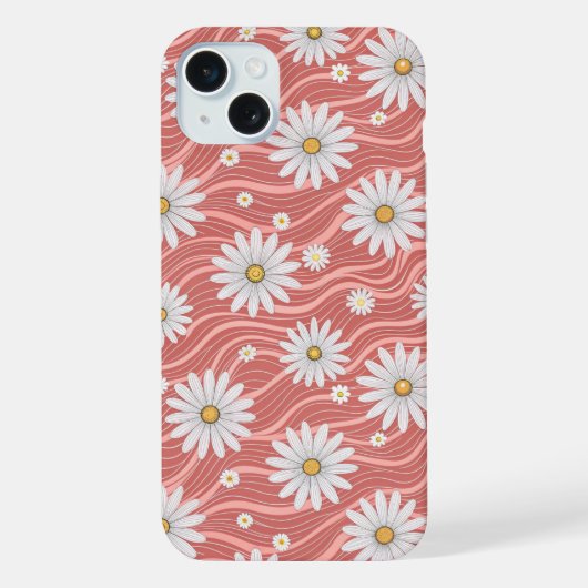 Wavy Pink Daisies iPhoneケース (裏面)