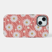 Wavy Pink Daisies iPhone 15ケース (裏面横)