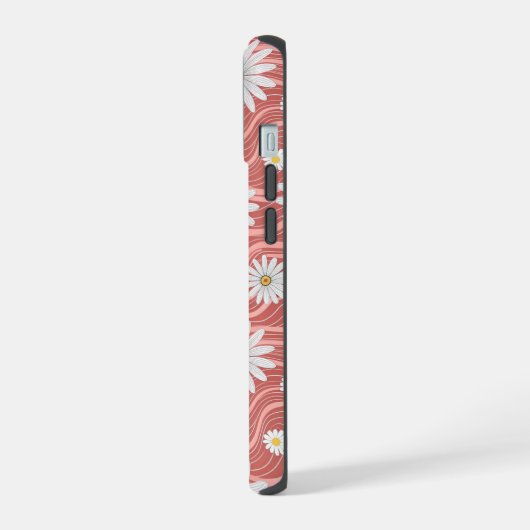 Wavy Pink Daisies iPhone 15ケース (左側面)
